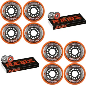 Labeda Asphalt Inline Roller Hockey Wheels 72mm Orange 85A 8-Pack Bones Reds