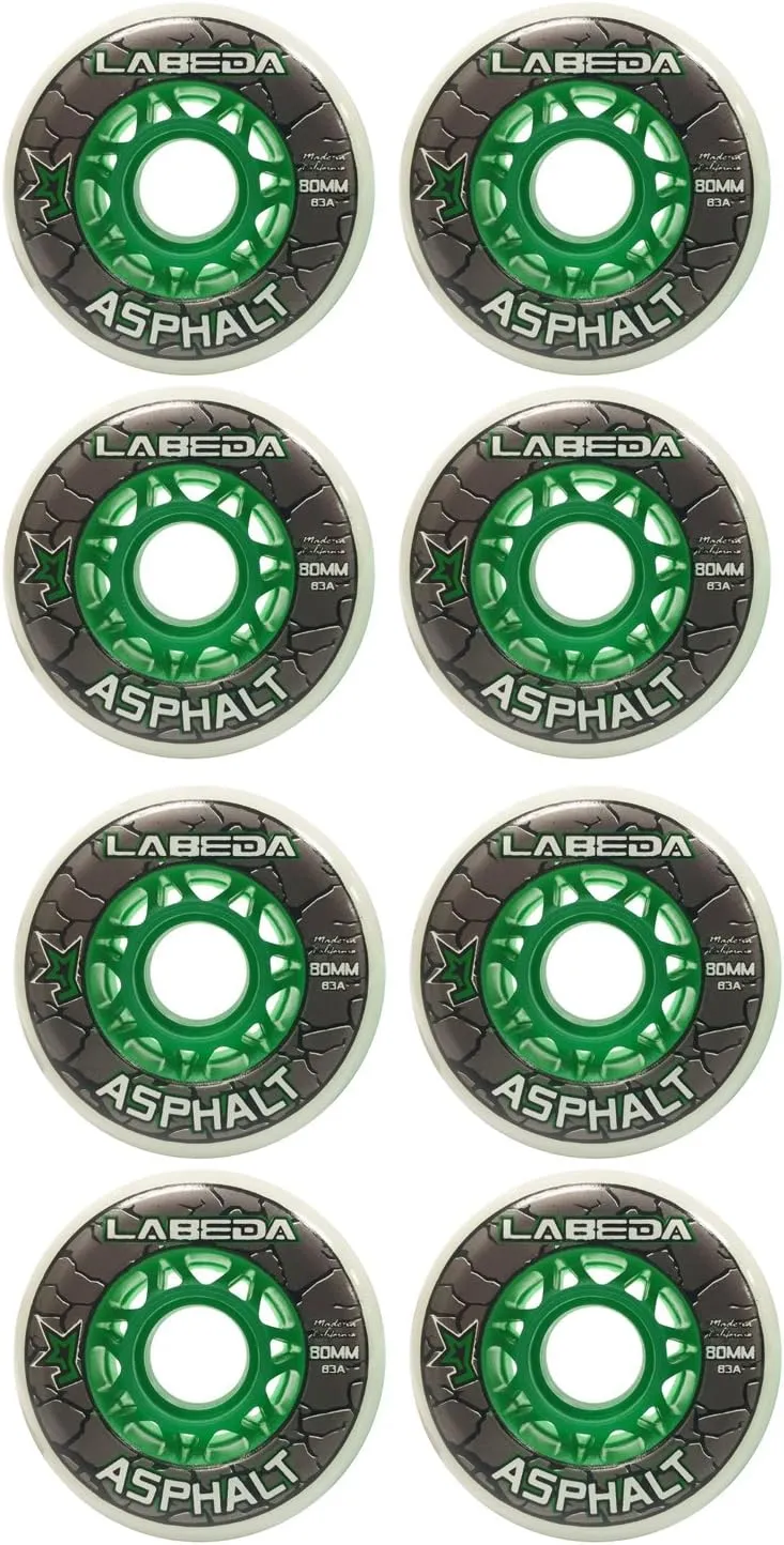 Labeda Wheels Inline Roller Hockey Gripper Asphalt Outdoor White 76mm 83A x8