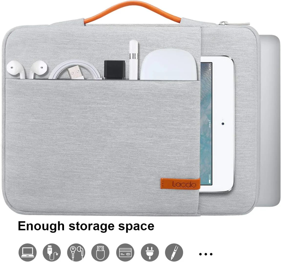 Lacdo 360° Protective Laptop Sleeve Case for 16 inch New MacBook Pro M4/M3/M2/M1 Pro/Max A3403 A3186 A2991 A2780 A2485 A2141 2024-2019, 15 inch Surface Laptop 7th Copilot PC/6/5/4/3 Computer Bag, Gray