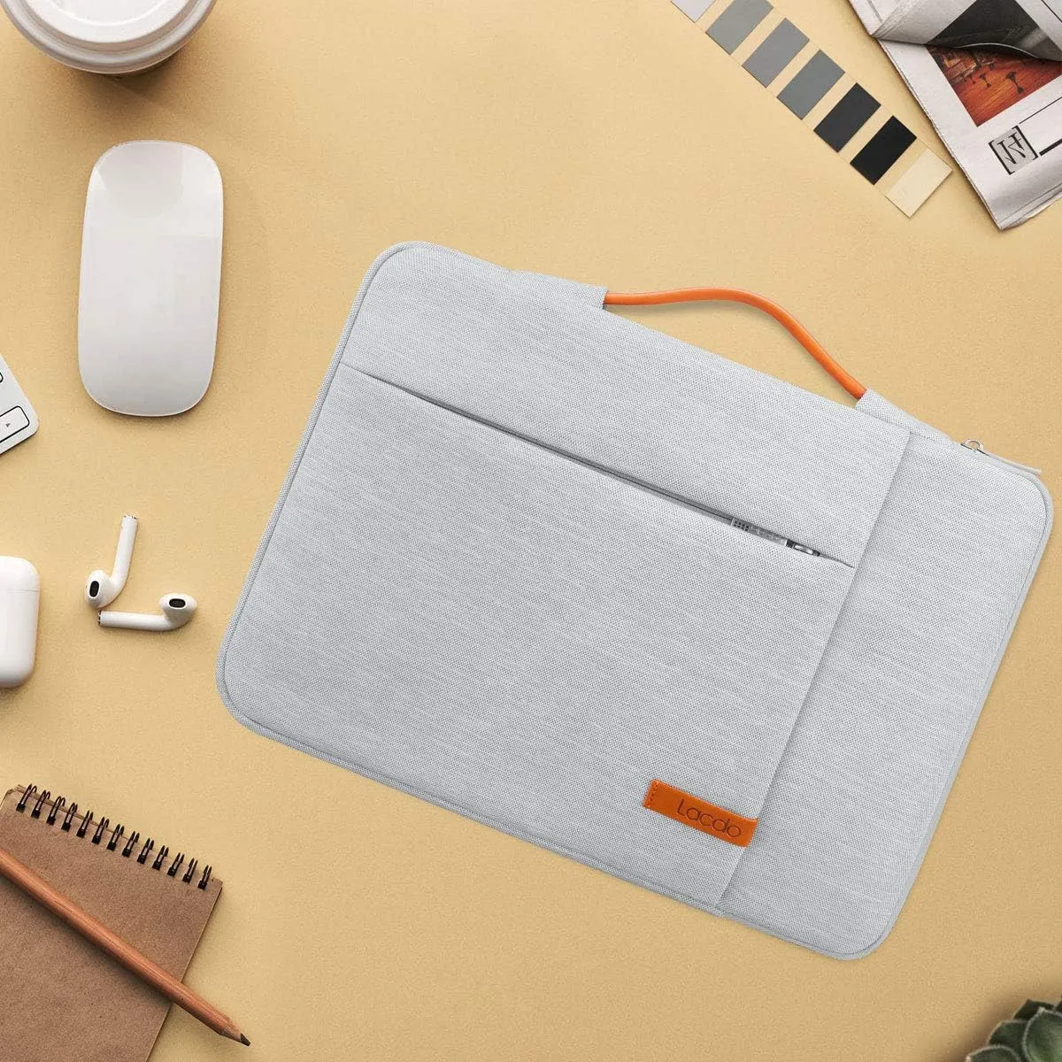 Lacdo 360° Protective Laptop Sleeve Case for 16 inch New MacBook Pro M4/M3/M2/M1 Pro/Max A3403 A3186 A2991 A2780 A2485 A2141 2024-2019, 15 inch Surface Laptop 7th Copilot PC/6/5/4/3 Computer Bag, Gray
