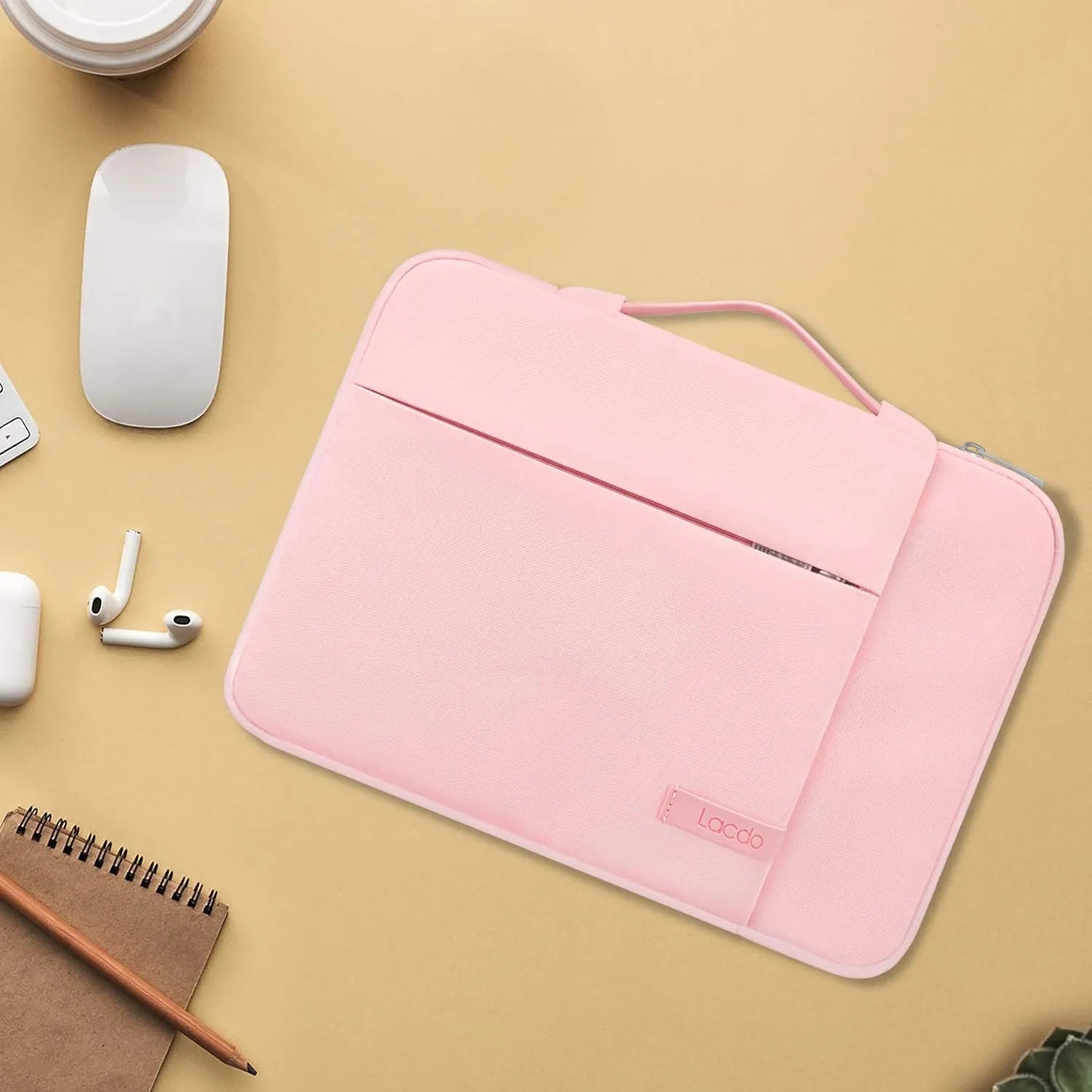 Lacdo 360° Protective Laptop Sleeve Case for 16 inch New MacBook Pro M4/M3/M2/M1 Pro/Max A3403 A3186 A2991 A2780 A2485 A2141 2024-2019, 15 inch Surface Laptop 7th Copilot PC/6/5/4/3 Computer Bag, Pink