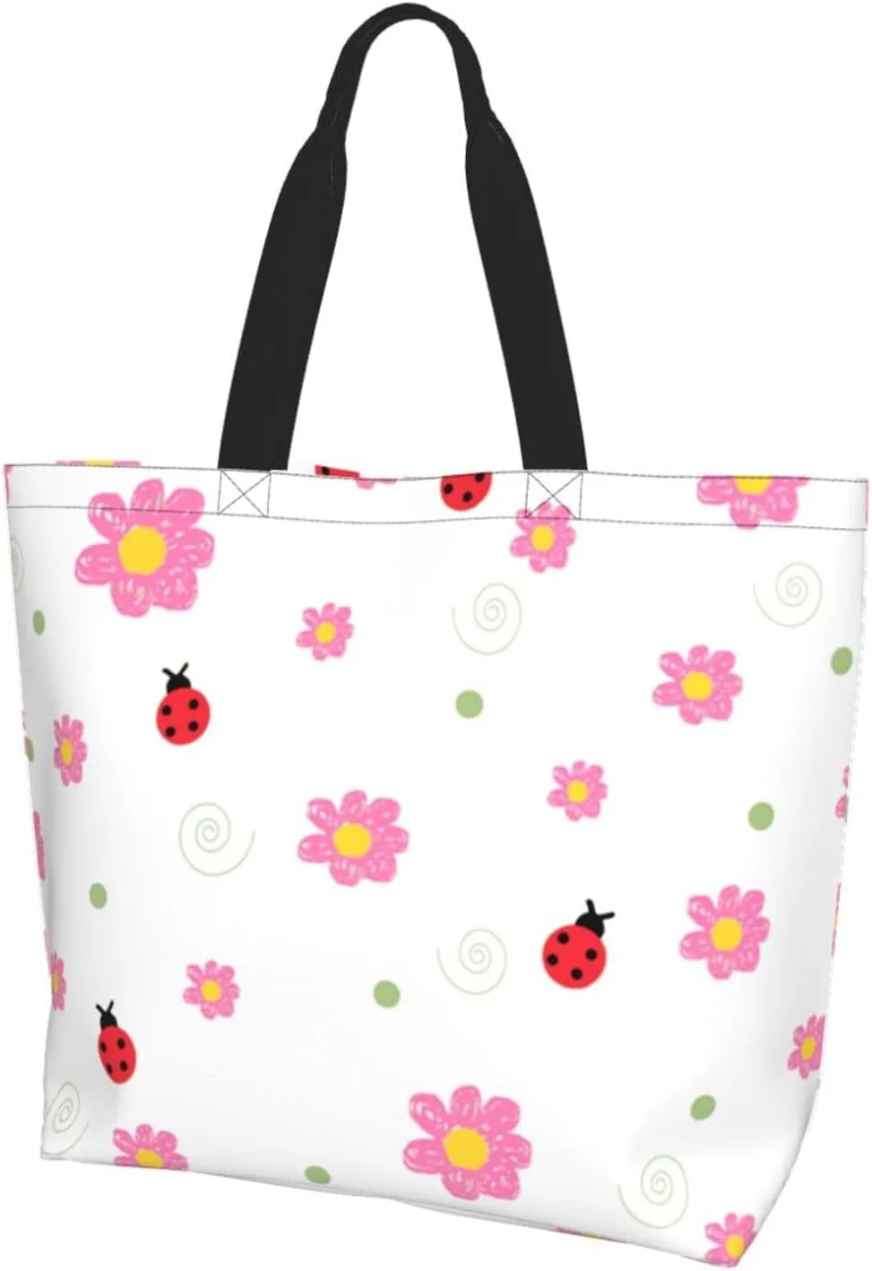 Ladybug Canvas Tote Bag Chicago Shoulder Bag Handbag Ladybird Casual Cute Grocery Bags Women Bag for Outdoor