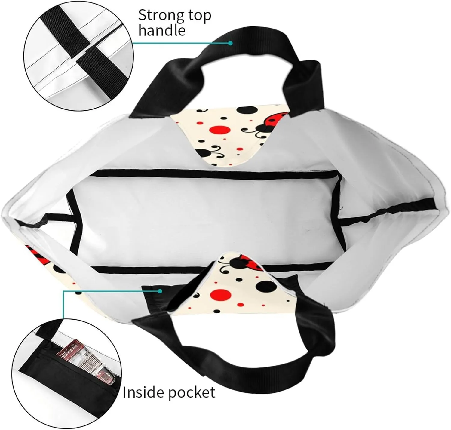 Ladybug Canvas Tote Bag Chicago Shoulder Bag Handbag Ladybird Casual Cute Grocery Bags Women Bag for Outdoor