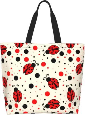 Ladybug Canvas Tote Bag Chicago Shoulder Bag Handbag Ladybird Casual Cute Grocery Bags Women Bag for Outdoor