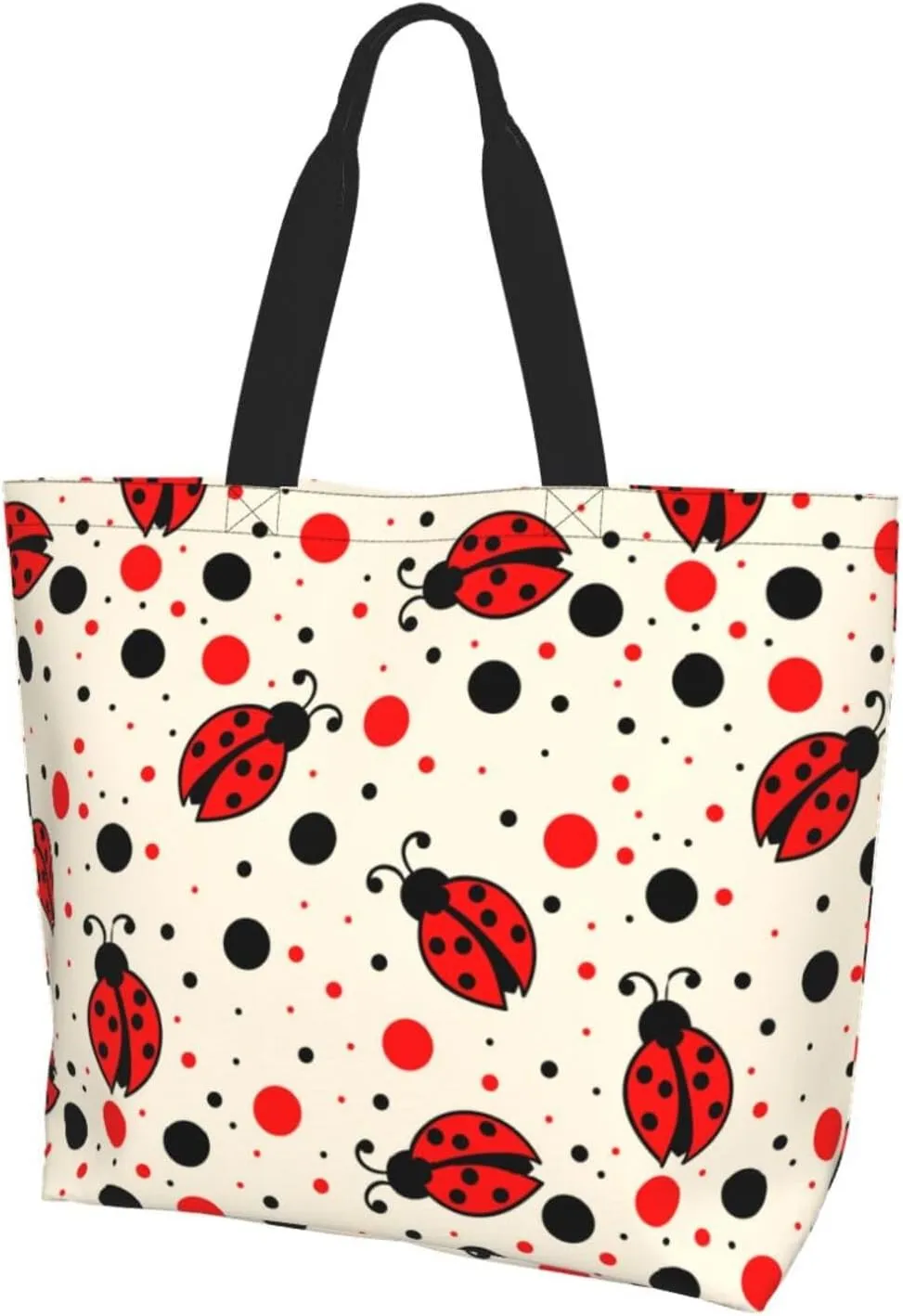 Ladybug Canvas Tote Bag Chicago Shoulder Bag Handbag Ladybird Casual Cute Grocery Bags Women Bag for Outdoor