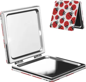 Ladybug Cute Pattern White Small Makeup Mirror Portable Travel Cosmetic Mirror Folding Small Pocket Mirror