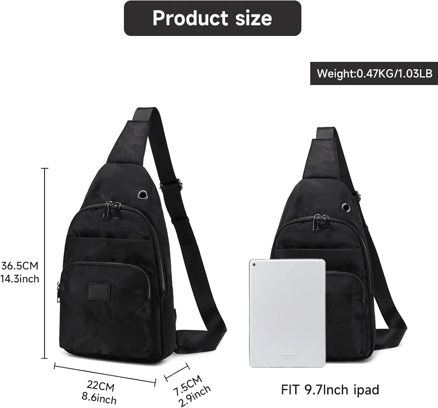 Lanola Men‘s Crossbody Sling Bag Single-shoulder Bag Chest Bag Outdoors Travel Hiking Chest Bag Daypack for Men