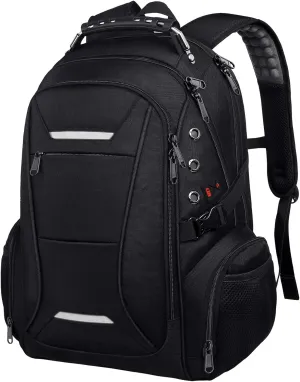 Laptop Backpack for Men, Large Travel Computer Backpack with USB Charging Port for Work Business Fits 17 Inch Notebook, 40L, Anti Theft, Water Resistant, Black