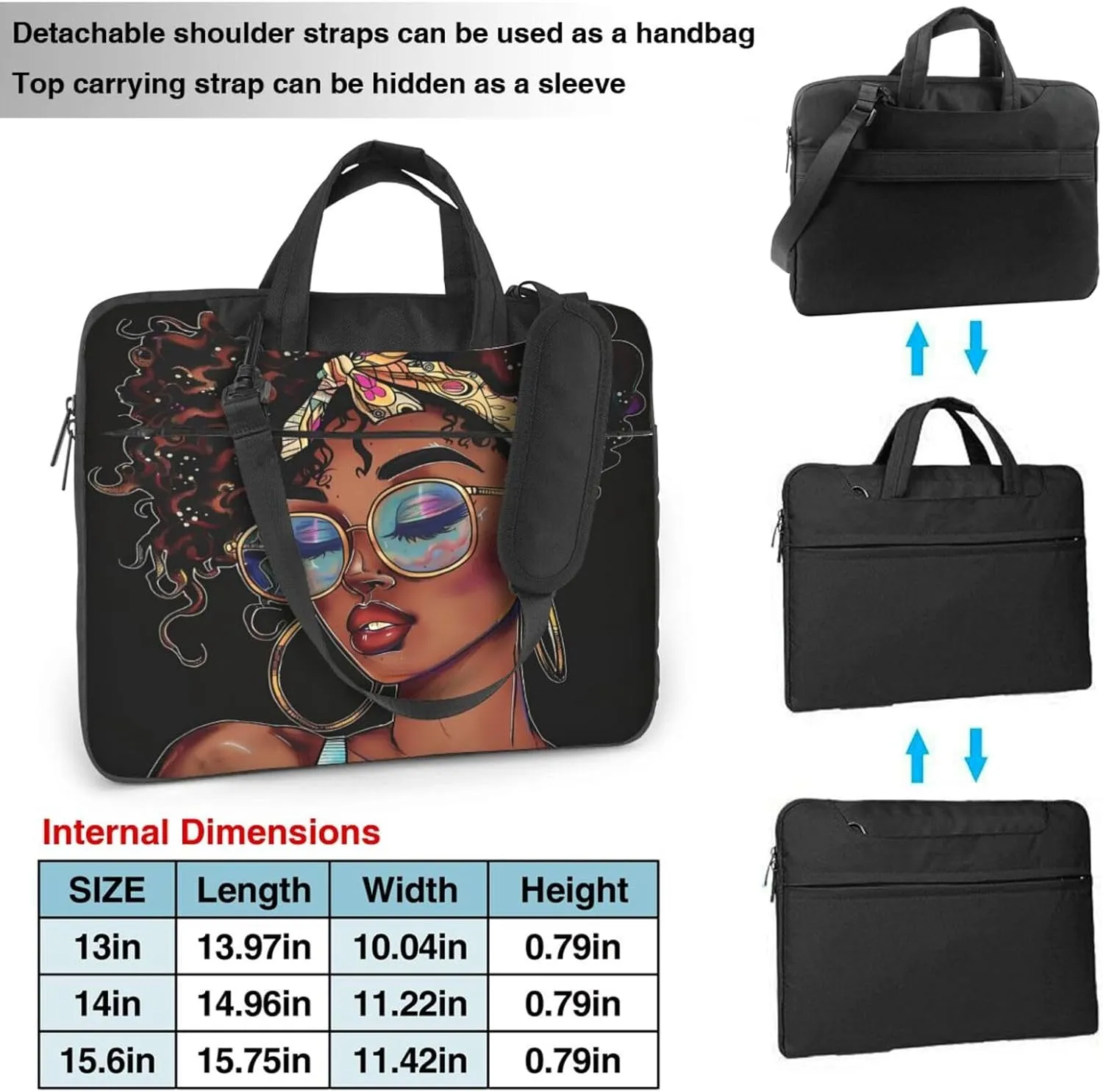 Laptop Bag Case Art Painted African Women Computer Messenger Shoulder Bag Laptop Sleeve Briefcase