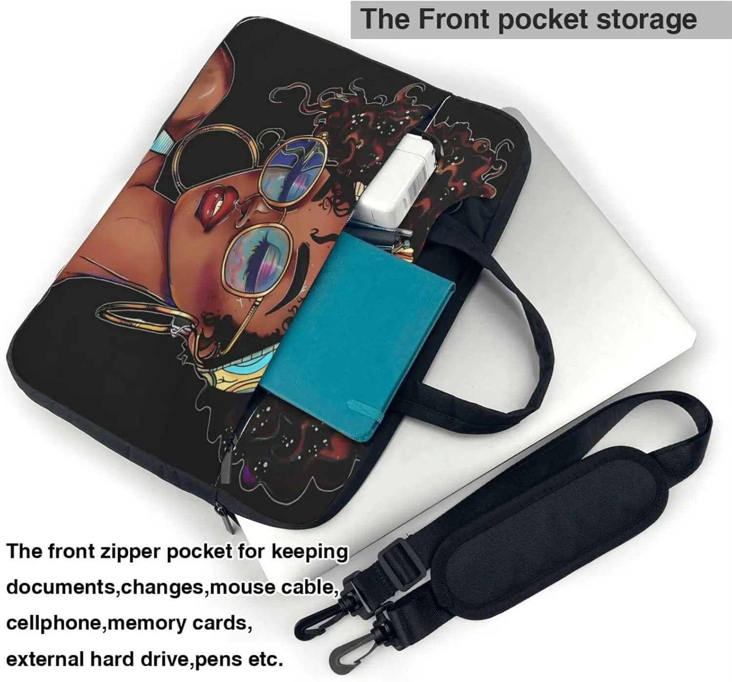 Laptop Bag Case Art Painted African Women Computer Messenger Shoulder Bag Laptop Sleeve Briefcase