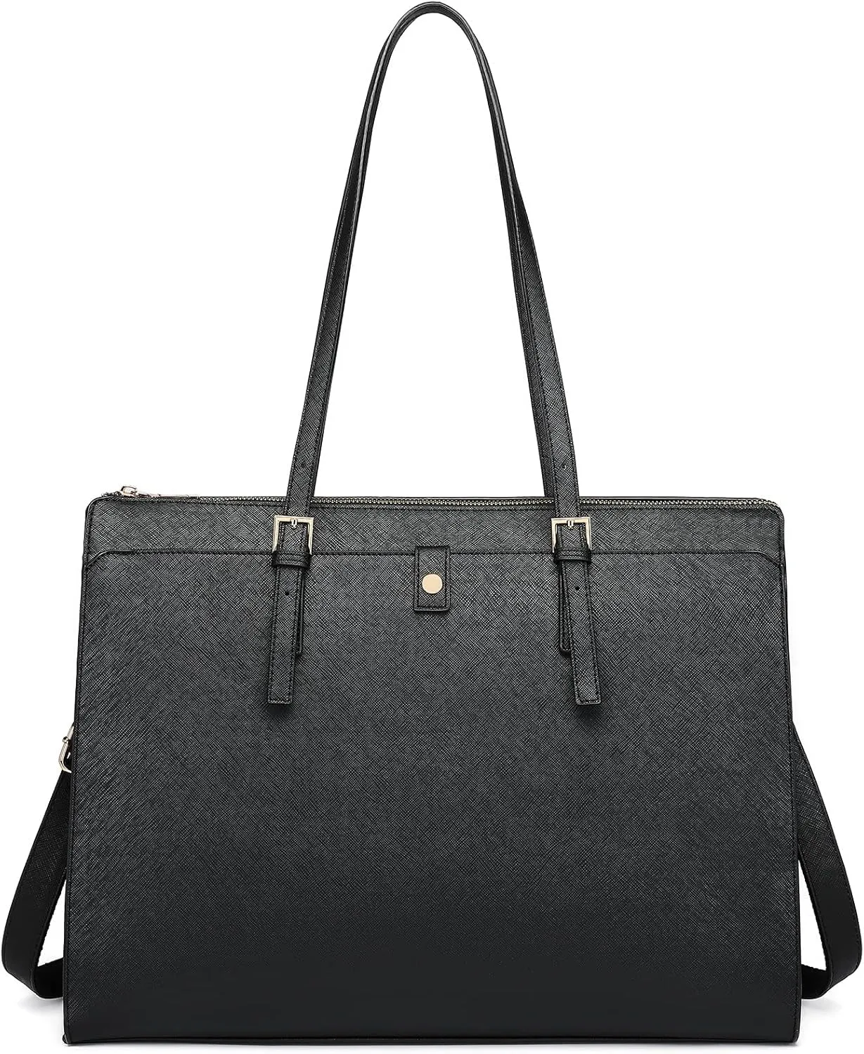 Laptop Bag for Women 15.6 Inch Laptop Tote Bag Women Leather Computer Briefcase Bag Large Capacity Waterproof Work Bags for Business Office Black