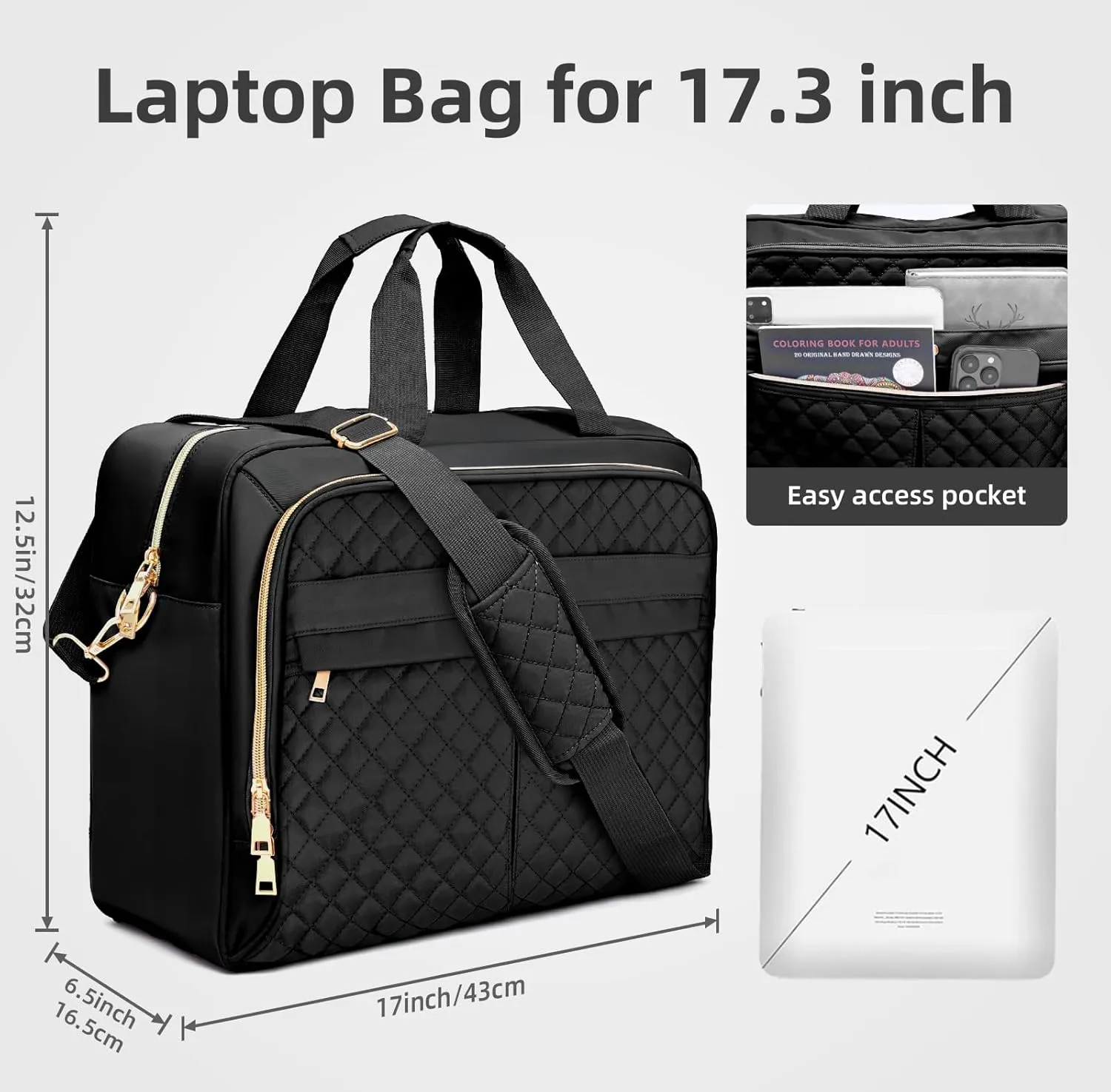 Laptop Bag for Women17 Inch, Briefcase for Women, Large Computer Bag Messenger Bag Work Office Business Travel