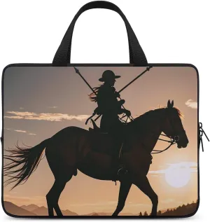 Laptop Carrying Case 15 Inch Horseback Riding Silhouette with Spear Laptop Bag for Men Women Computer Bag Messenger Bag for Work