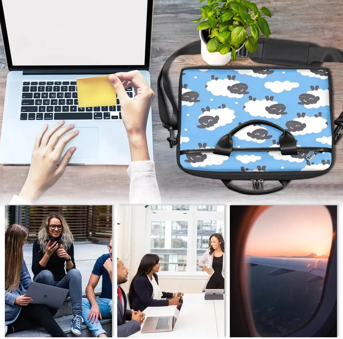 Laptop Shoulder Bag Computer Bag 13-15 Inches Laptop Carrying Case with Shoulder Strap for Women Men