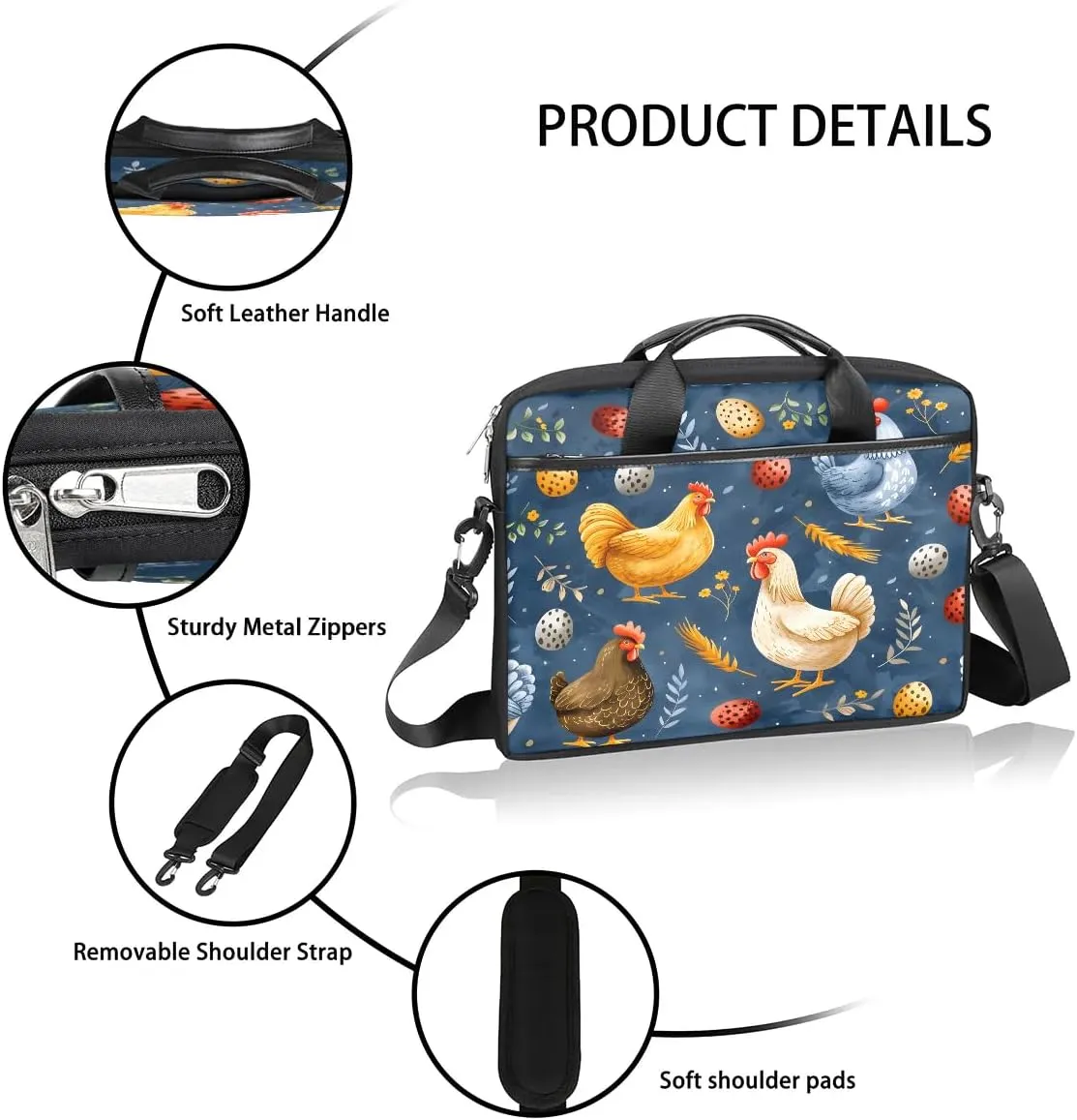 Laptop Shoulder Bag Computer Bag 13-15 Inches Laptop Carrying Case with Shoulder Strap for Women Men