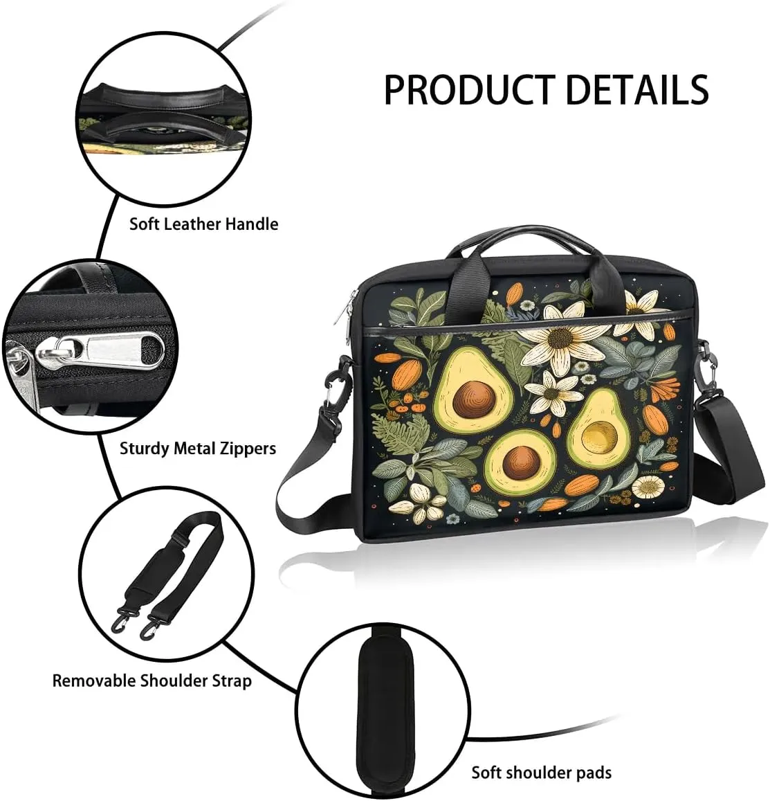 Laptop Shoulder Bag Computer Bag 13-15 Inches Laptop Carrying Case with Shoulder Strap for Women Men