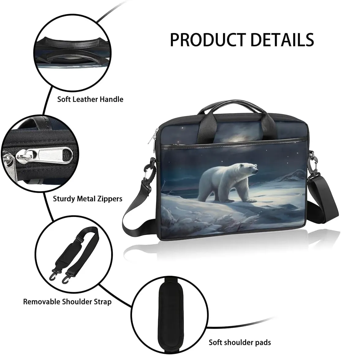Laptop Shoulder Bag Computer Bag 13-15 Inches Laptop Carrying Case with Shoulder Strap for Women Men