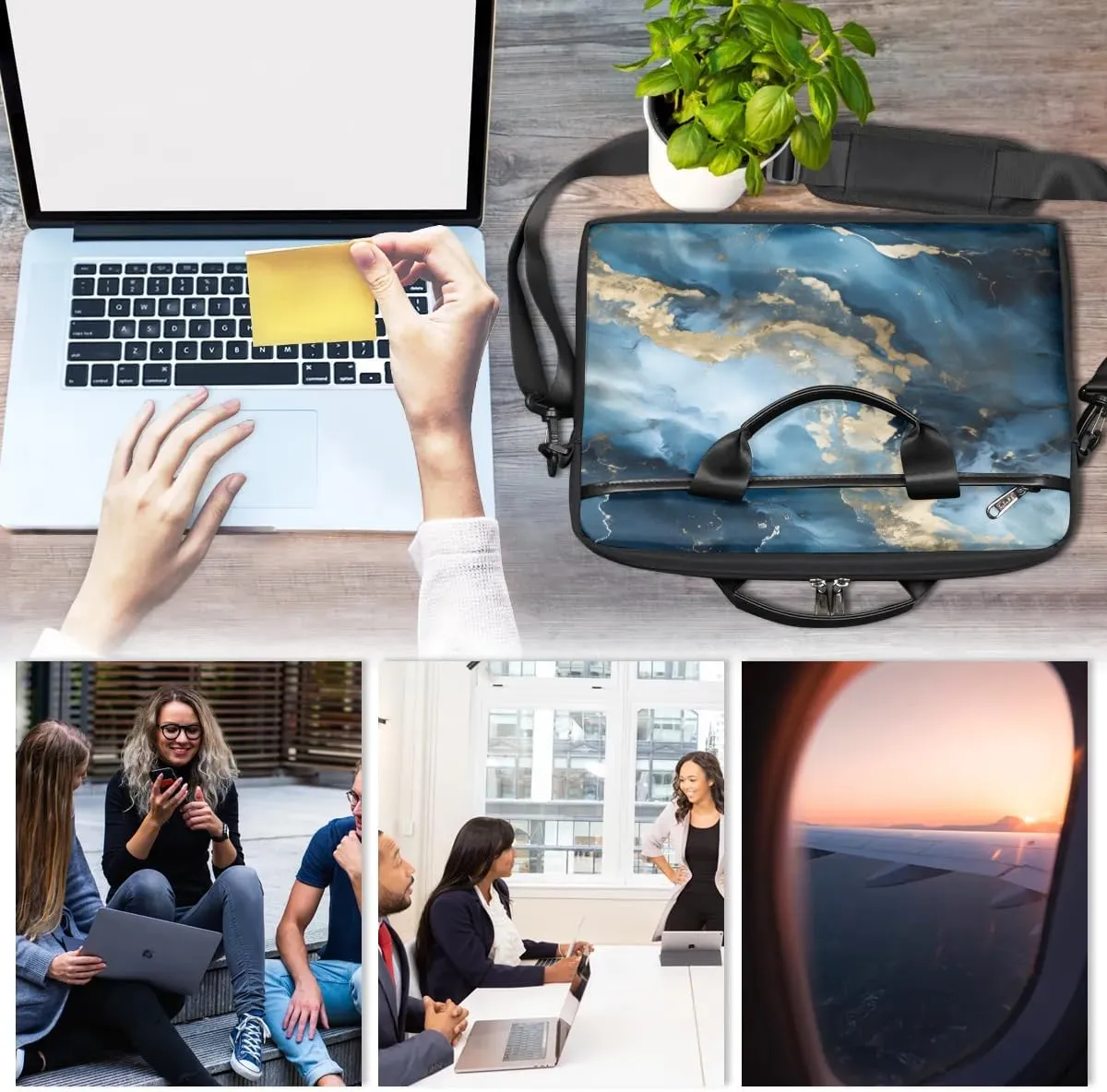Laptop Shoulder Bag Computer Bag 13-15 Inches Laptop Carrying Case with Shoulder Strap for Women Men