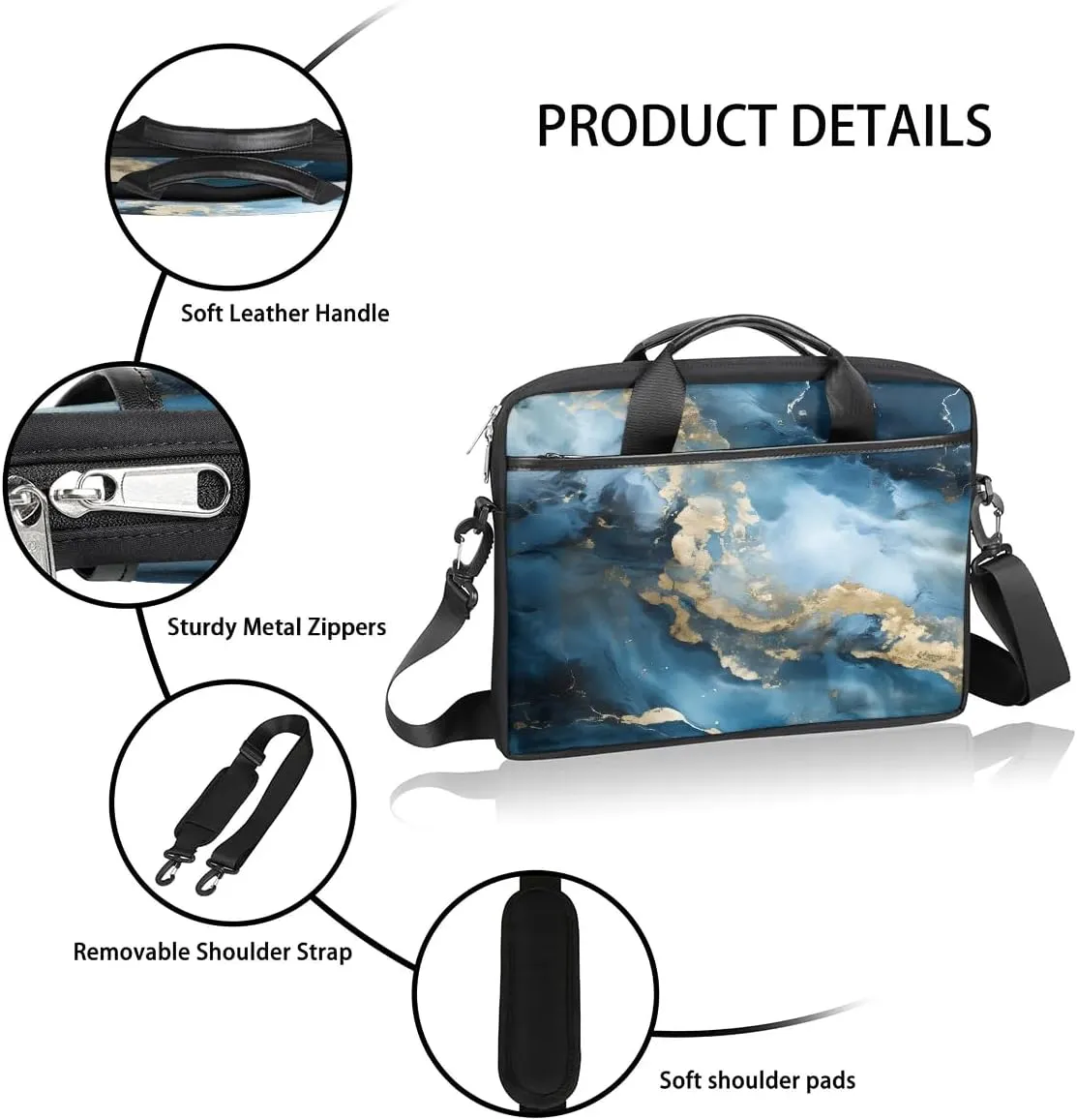 Laptop Shoulder Bag Computer Bag 13-15 Inches Laptop Carrying Case with Shoulder Strap for Women Men