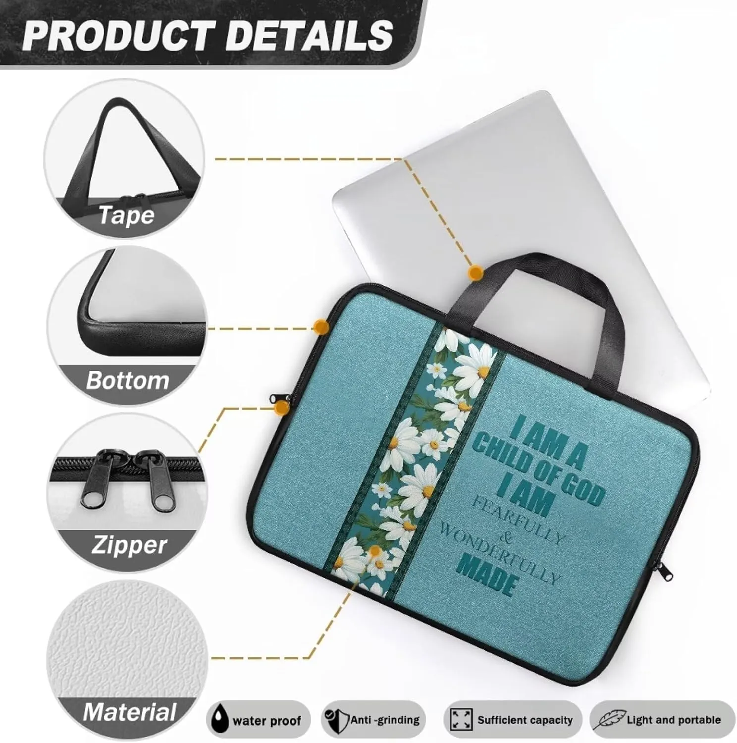 Laptop Sleeve Case Travel Laptop Bag with Handle Waterproof Carrying Briefcase Women Large Capacity Tablet Bag