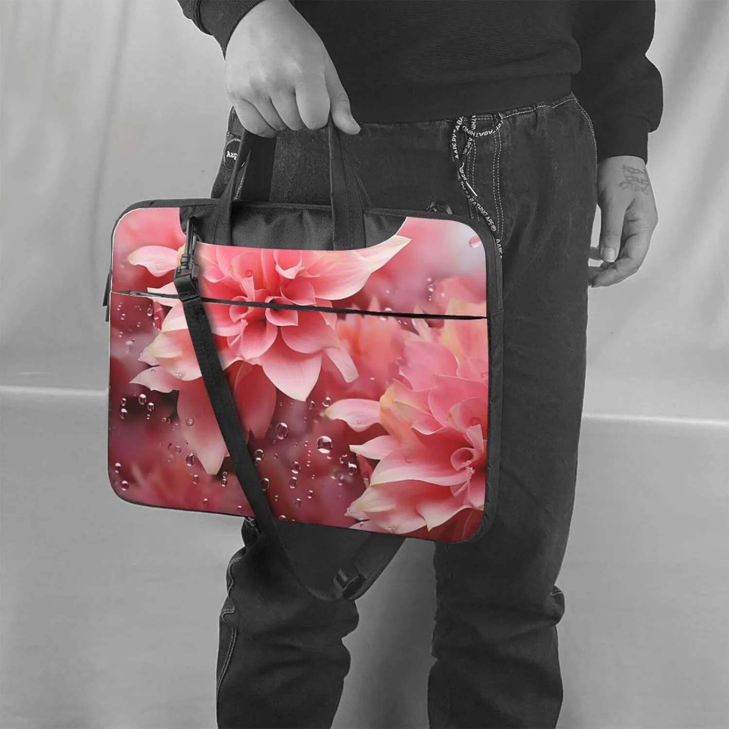 Laptop Tote Bag Men Women Petals Flower Shoulder Laptop Sleeve Briefcase Messenger Computer Bag