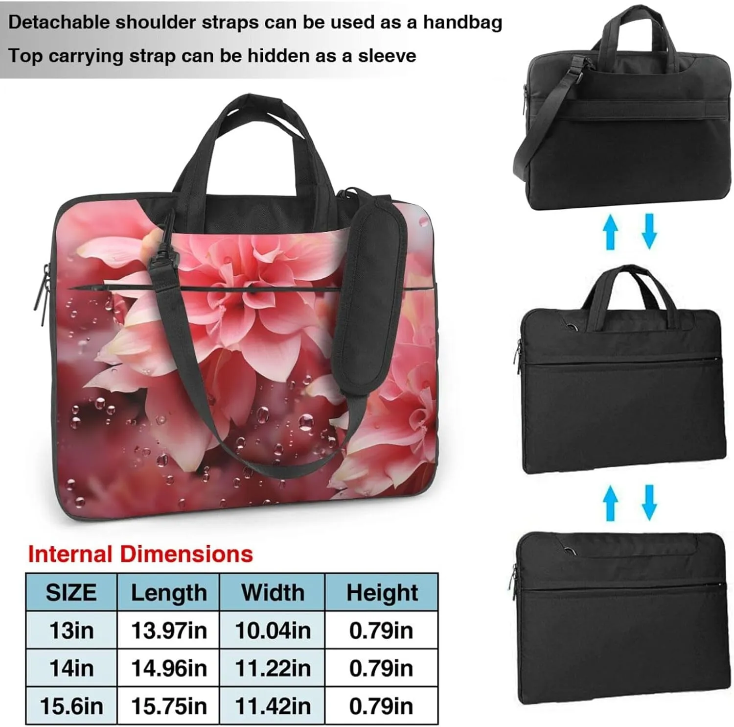 Laptop Tote Bag Men Women Petals Flower Shoulder Laptop Sleeve Briefcase Messenger Computer Bag