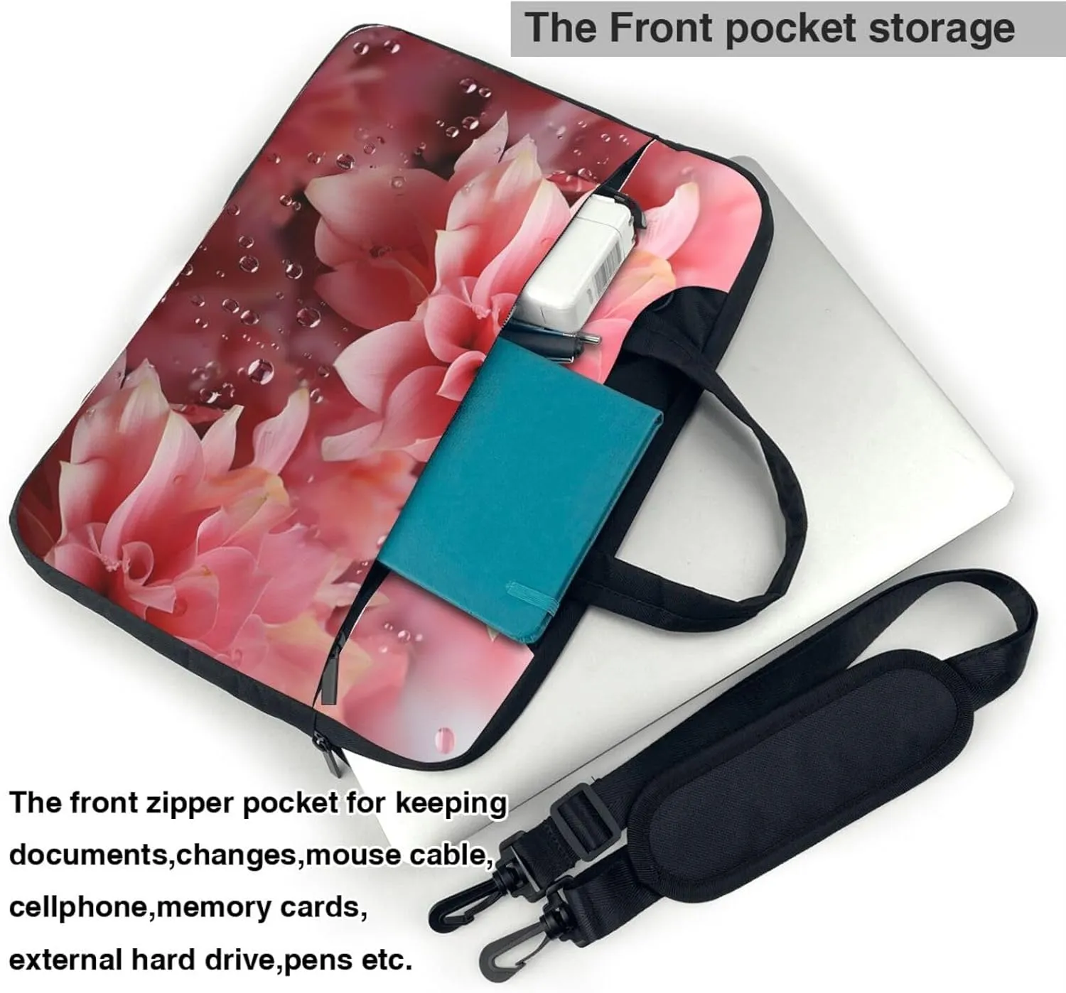 Laptop Tote Bag Men Women Petals Flower Shoulder Laptop Sleeve Briefcase Messenger Computer Bag
