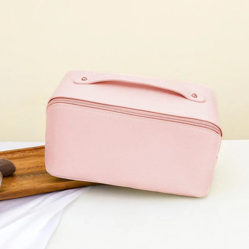 Large Capacity Travel Cosmetic Bag Organizer Makeup With Brushes Slots Dividers