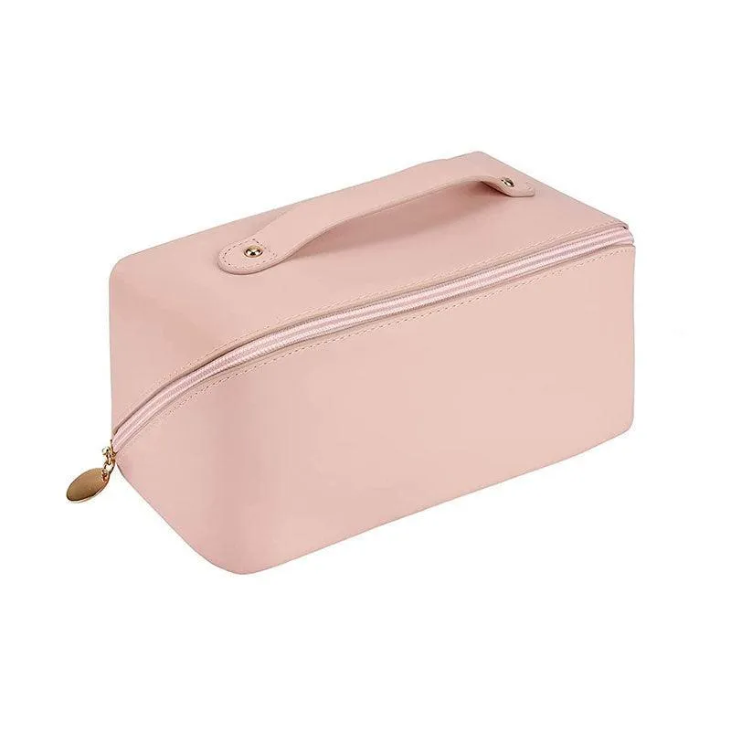 Large Capacity Travel Cosmetic Bag Organizer Makeup With Brushes Slots Dividers