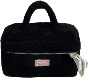 Large Cosmetic Bag Cute Makeup Bag Y2k Aesthetic Make Up Bag Fleece Cosmetic Bag for Purse (Large,Brown)