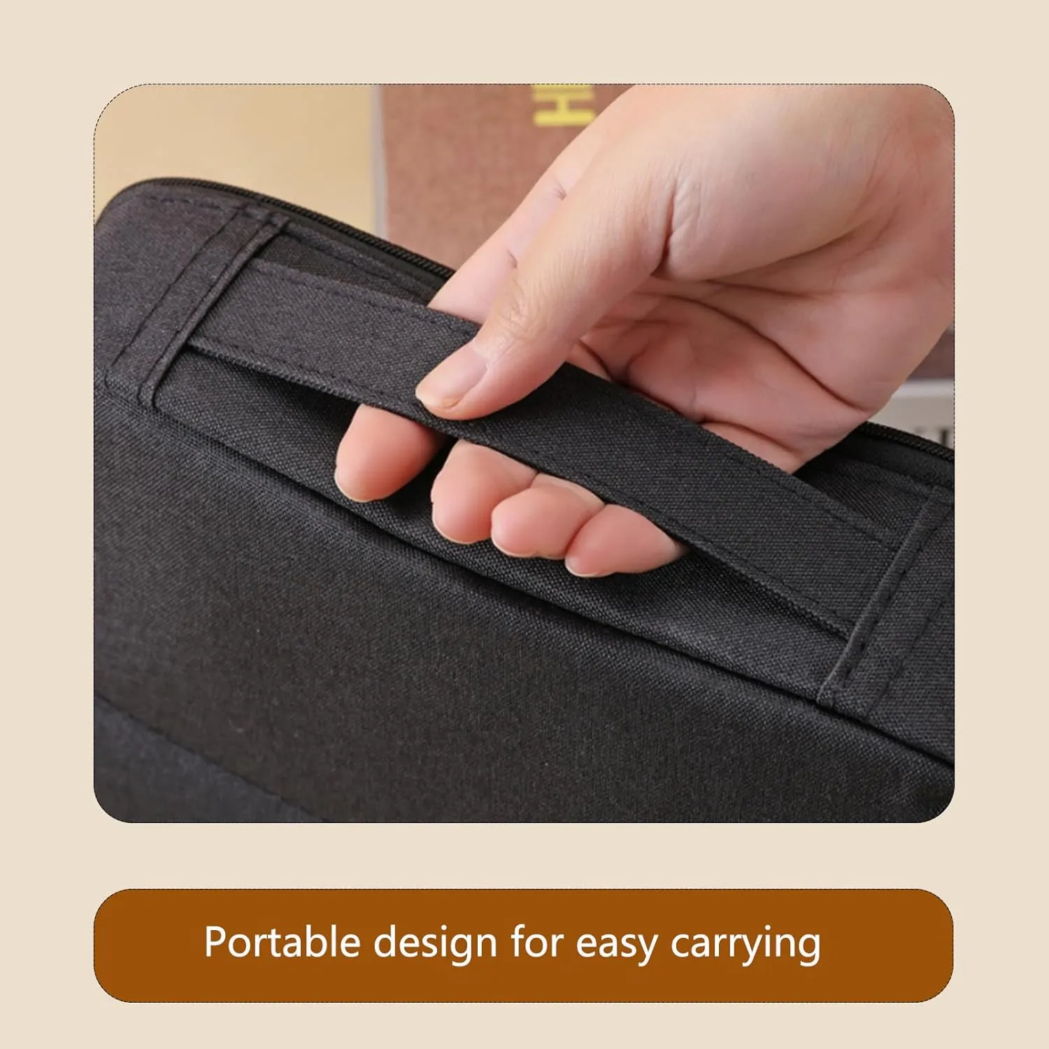 Large Opening Standing Makeup Bag - Waterproof Oxford Fabric, Portable & Extra Capacity, Multi-Layer Organizer for Travel, Home & Daily Use - Cosmetic Storage Case with Dividers (Beige)