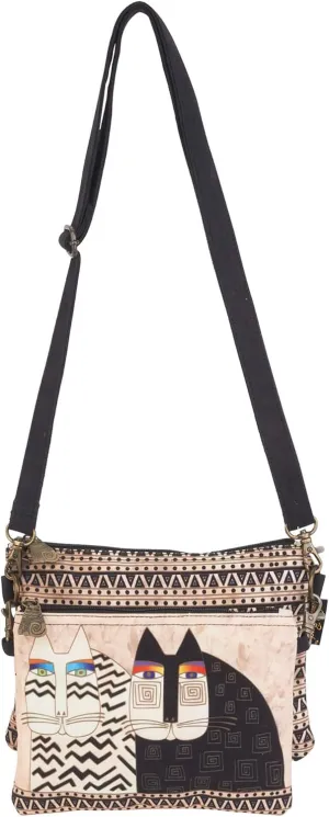 Laurel Burch 2 pc Crossbody Bag 6551, Wild Cats, Medium