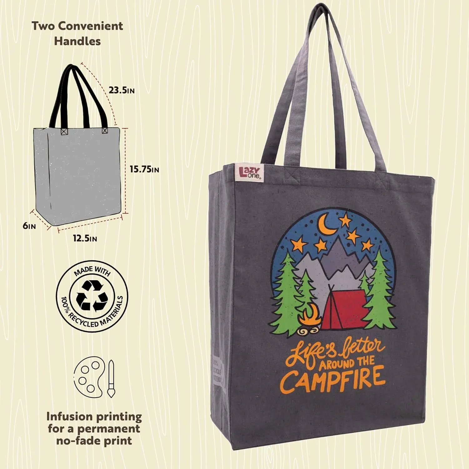 Lazy One Canvas Tote Bag, Novelty Tote Bag for Women and Men, Reusable Shopping Bags, Perfect for Shopping, Travel and Work