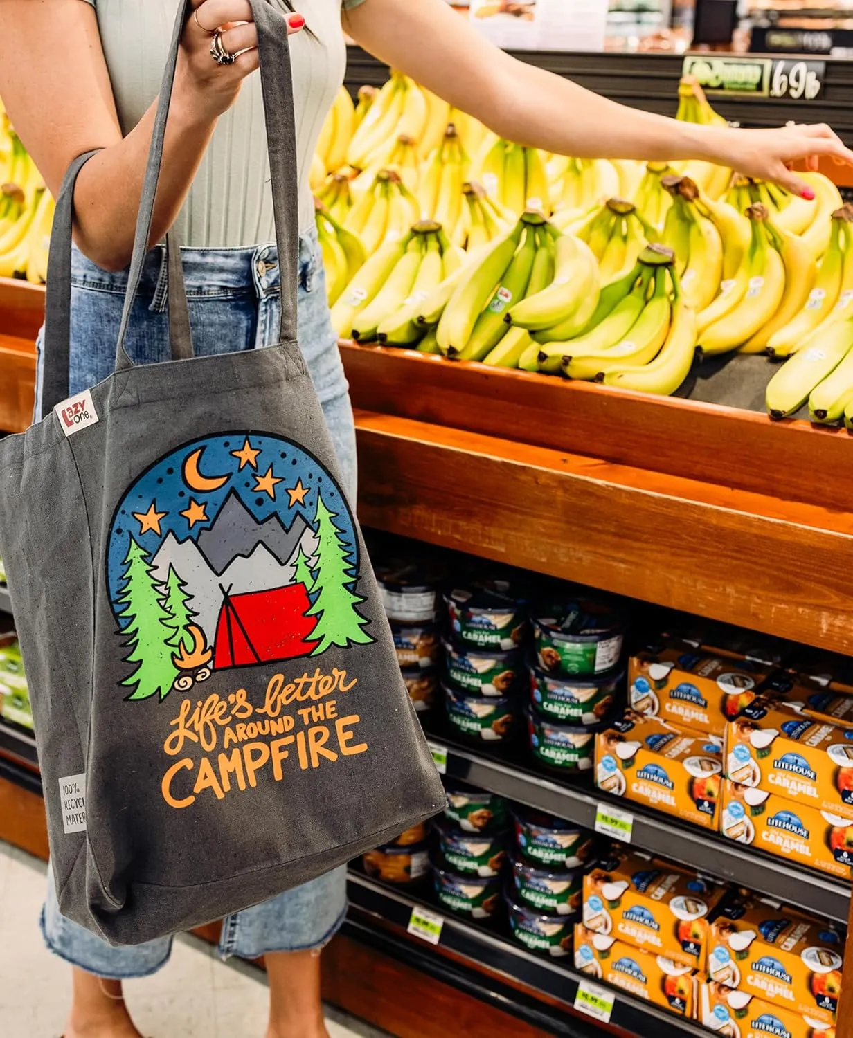 Lazy One Canvas Tote Bag, Novelty Tote Bag for Women and Men, Reusable Shopping Bags, Perfect for Shopping, Travel and Work