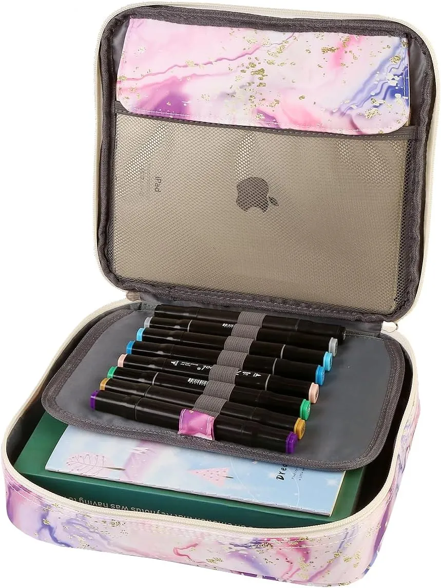 Lbxgap Multi-Functional Zipper Pencil ipad case with Handle and Zippered Pocket, Carrying Protective Bag with Bookmark and Book Fixing Straps for Travel Office