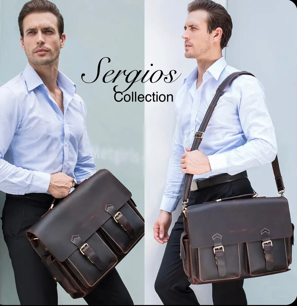 Leather Briefcase Shoulder Bag Handbag 17” Laptop bag Messangers Crossbody