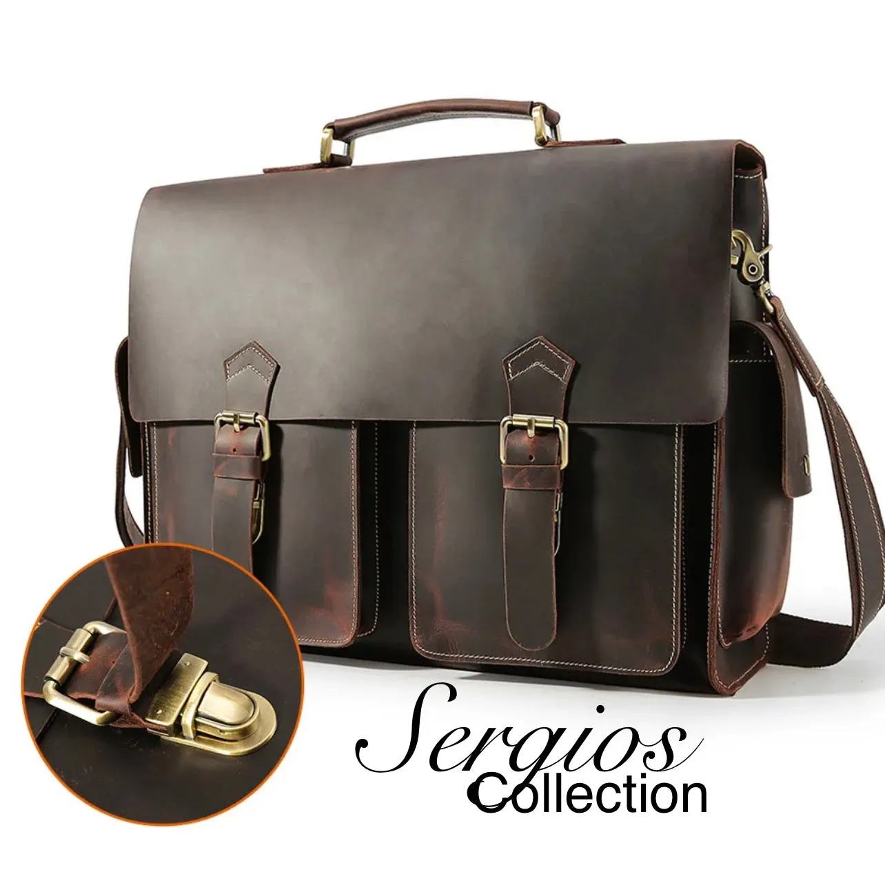 Leather Briefcase Shoulder Bag Handbag 17” Laptop bag Messangers Crossbody
