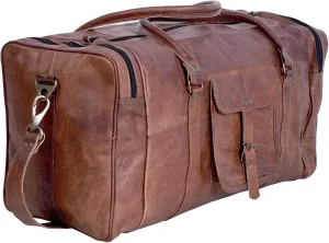 Leather Duffel Bag 32 inch Large Travel Bag Gym Sports Overnight Weekender Bag by Komal's Passion Leather (21 inch)