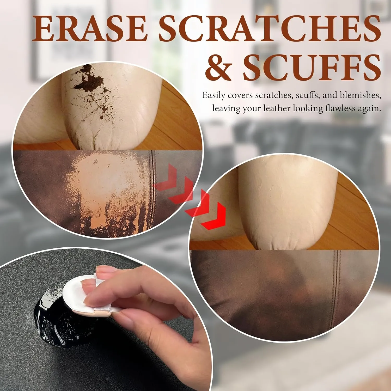 Leather Recoloring Balm Leather Color Restorer Scratch Repair Leather Paint for Furniture Couches Car Seats Shoes Bags Leather Dye and Scratched Leather with Leather Conditioner - Medium Brown