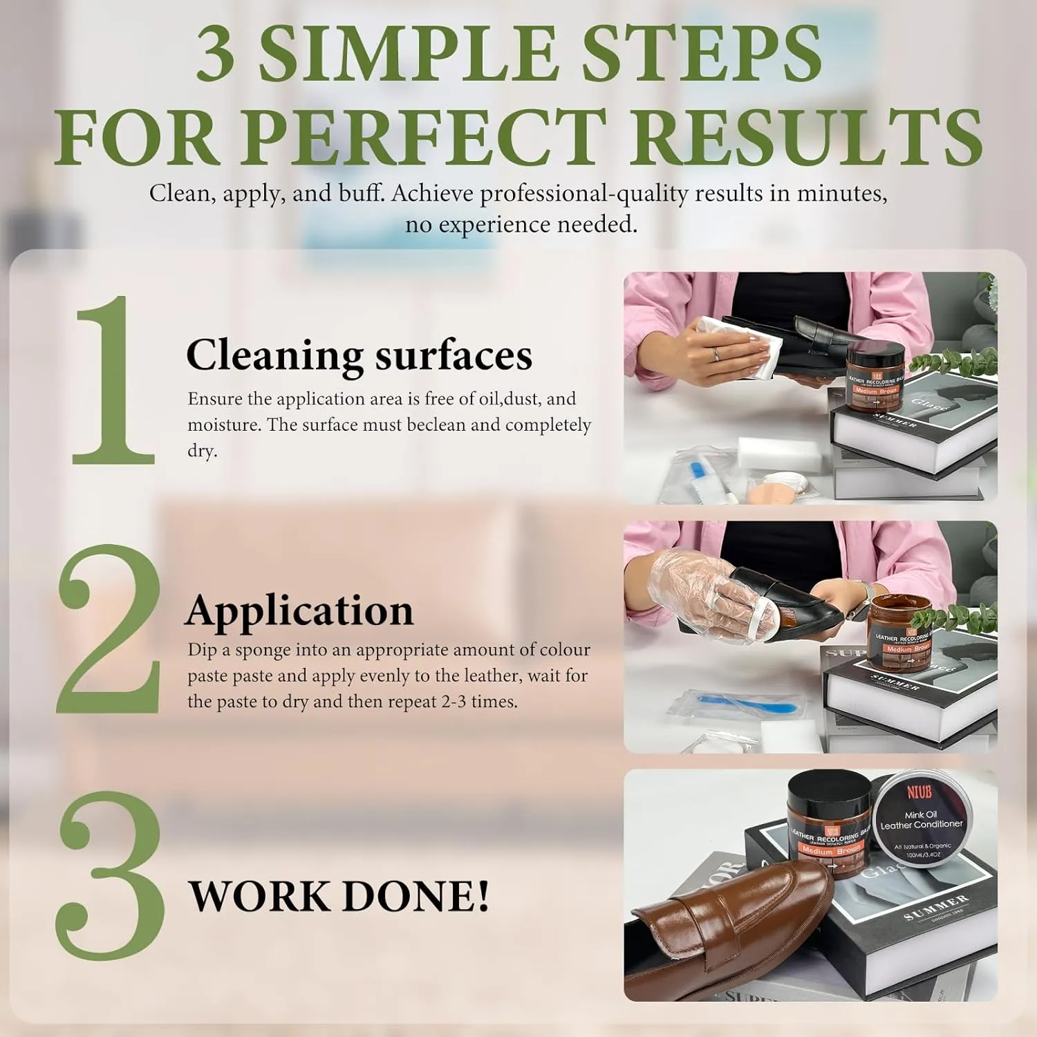 Leather Recoloring Balm Leather Color Restorer Scratch Repair Leather Paint for Furniture Couches Car Seats Shoes Bags Leather Dye and Scratched Leather with Leather Conditioner - Medium Brown