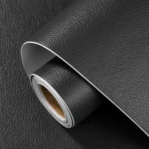Leather Repair Patch 15.7x80 inch Large Self-Adhesive Leather Repair Tape Vinyl DIY Leather Repair Kit for Sofa Car Seats Chairs Shoes Bags Damaged Leather Furniture (Black)
