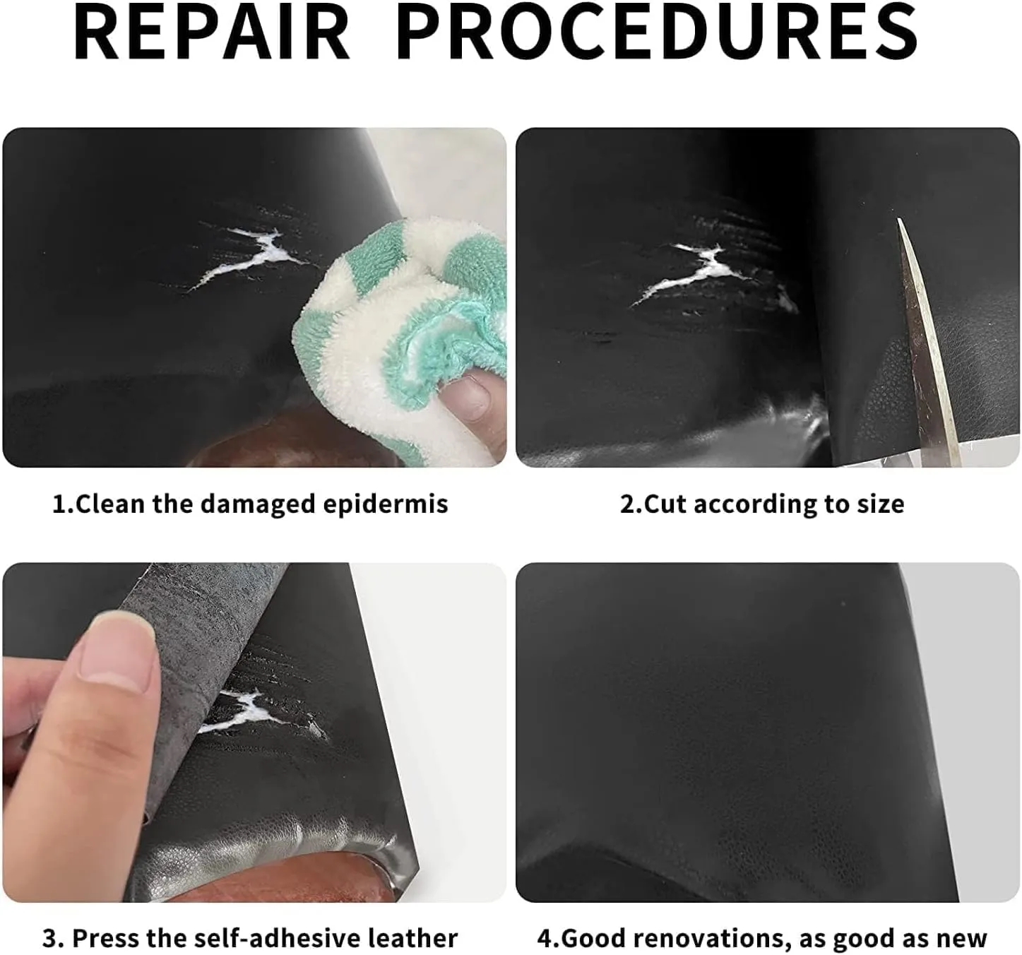 Leather Repair Patch, 17X79 Inch Self Adhesive Leather Repair, Large Vinyl Patch Tape for Couches, Furniture, Car Seats, Cabinets, Wall, Handbags （Black, 17X79 Inch）