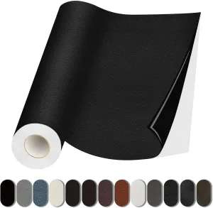 Leather Repair Patch, 17X79 Inch Self Adhesive Leather Repair, Large Vinyl Patch Tape for Couches, Furniture, Car Seats, Cabinets, Wall, Handbags （Black, 17X79 Inch）