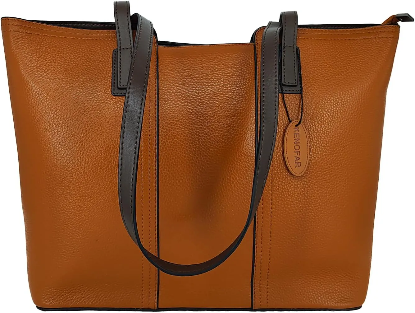 Leather Tote Bags for Women Stylish Genuine Leather Handbag with Zipper Gift for Significant Date Brown