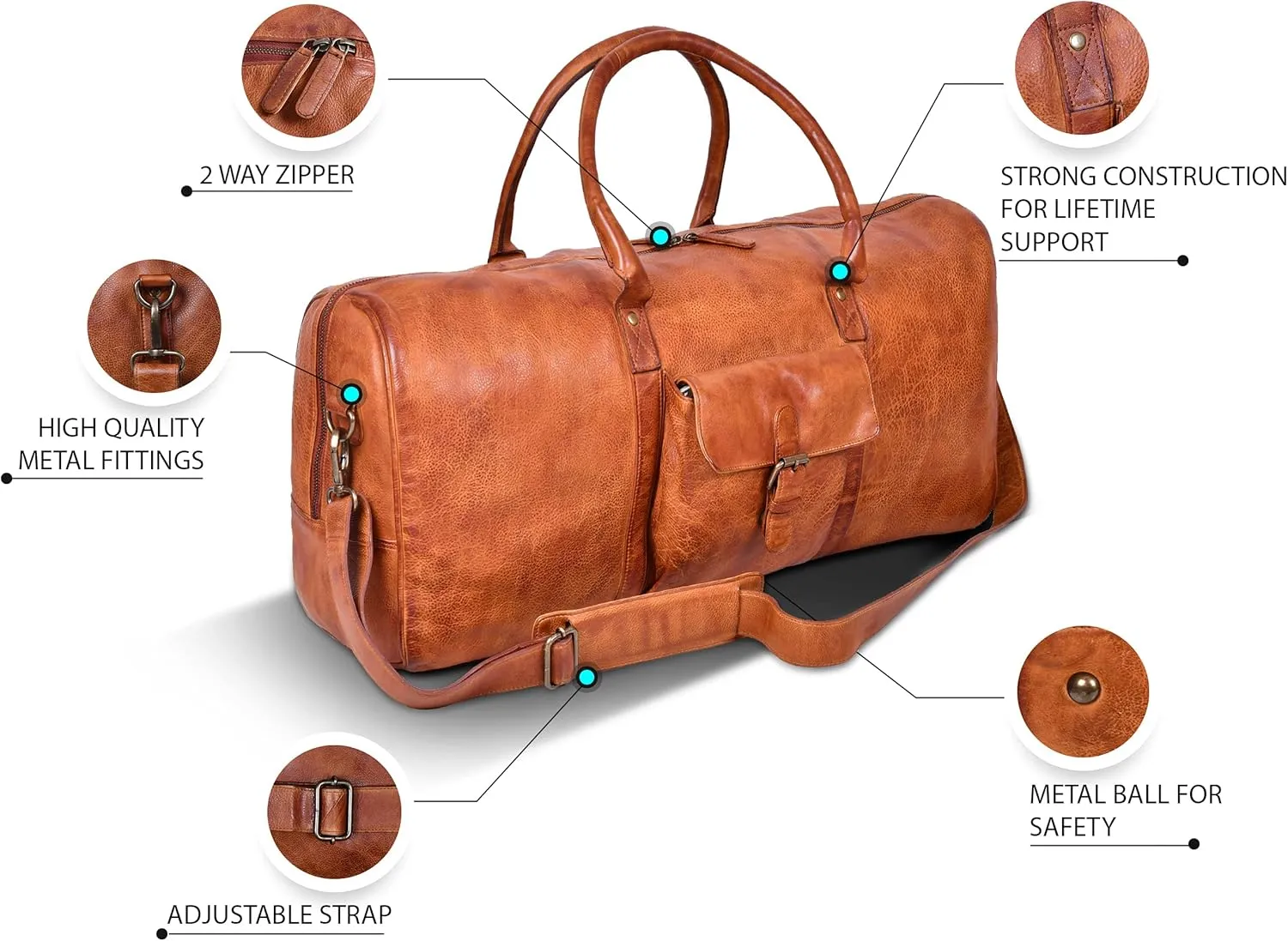 Leather Weekend bag Oversized Travel Duffel Bag Genuine Weekender Overnight Carryon Hand Bag (Tan Wash4)