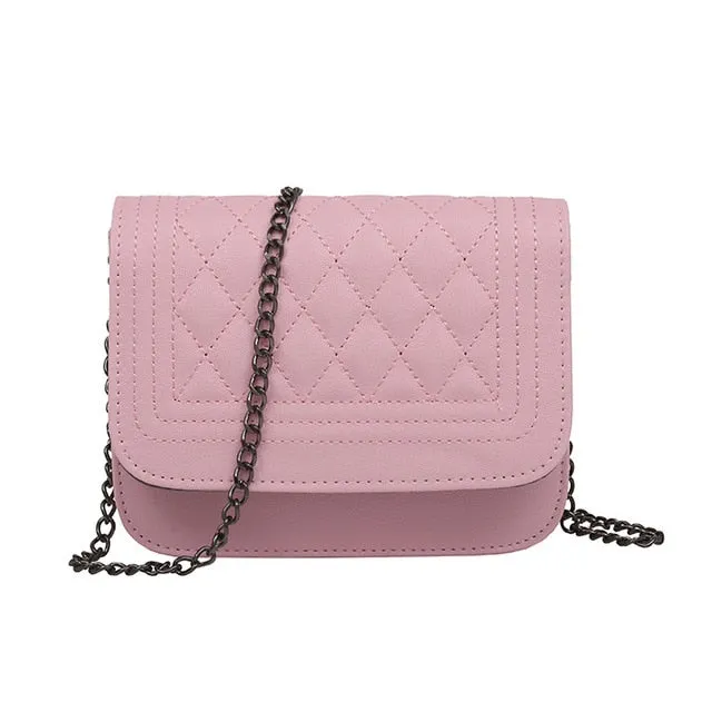 Leather Women Messenger Bag Plaid Ladies