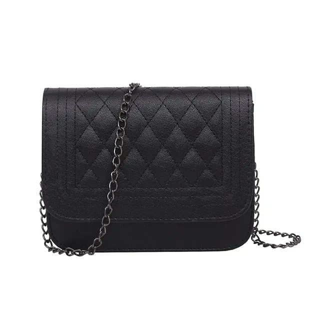 Leather Women Messenger Bag Plaid Ladies