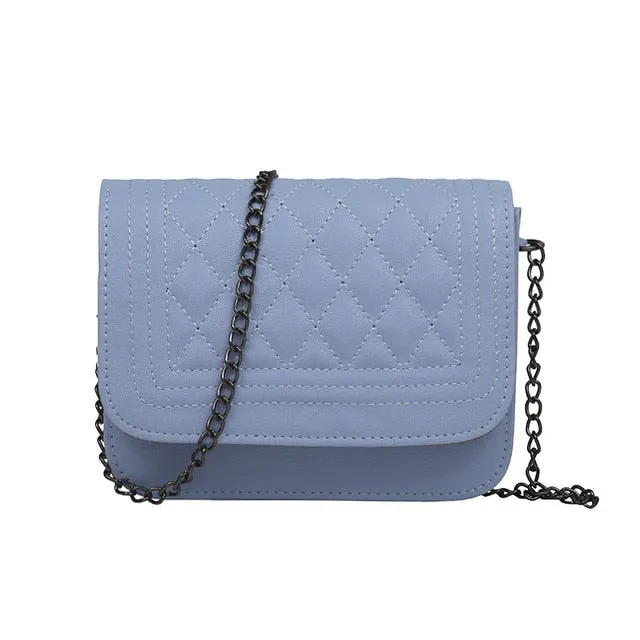 Leather Women Messenger Bag Plaid Ladies