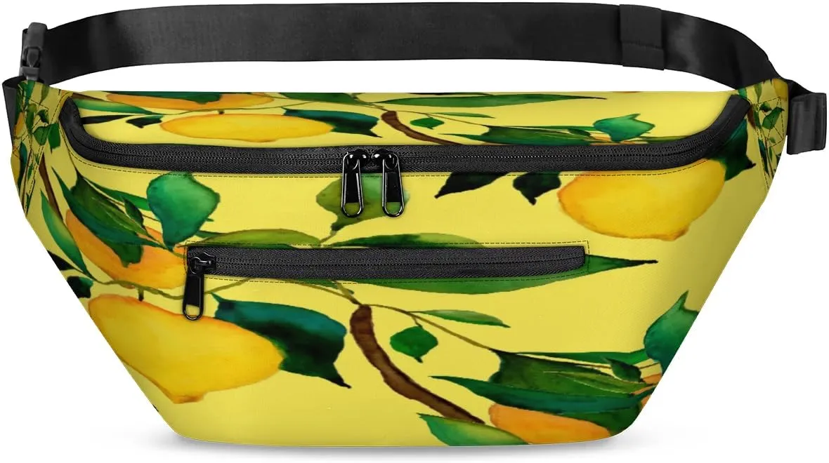 Lemon Citrus Fruits Crossbody Sling Bag for Women Men Crossbody Backpack with 4 Zipper Pockets Fanny Pack Shoulder Casual Daypack for Travel Running Hiking Cycling