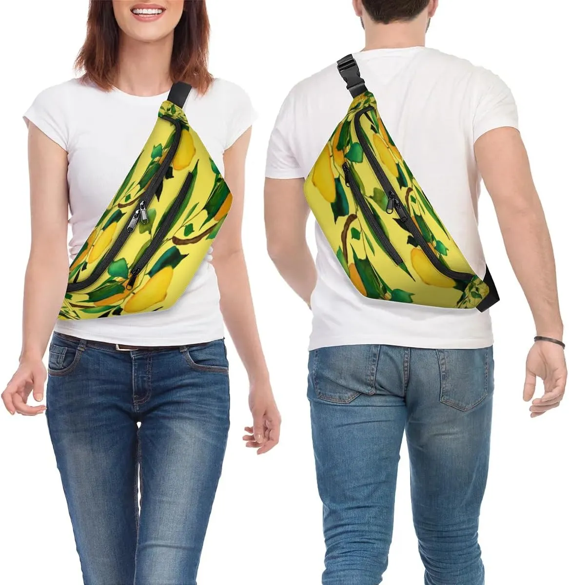 Lemon Citrus Fruits Crossbody Sling Bag for Women Men Crossbody Backpack with 4 Zipper Pockets Fanny Pack Shoulder Casual Daypack for Travel Running Hiking Cycling